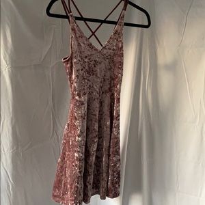 Pink velvet skater dress